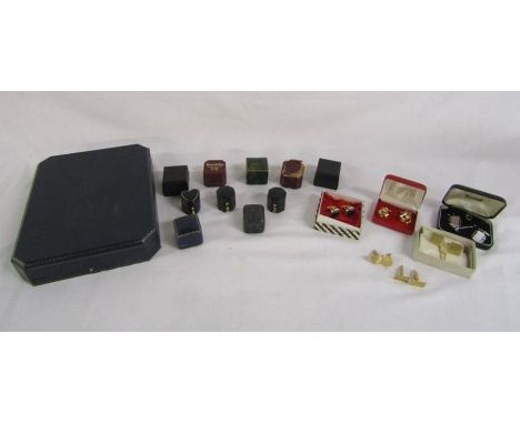 Collection of mostly empty vintage ring boxes and others also a selection of cufflinks including a 22ct gold plated set&nbsp;