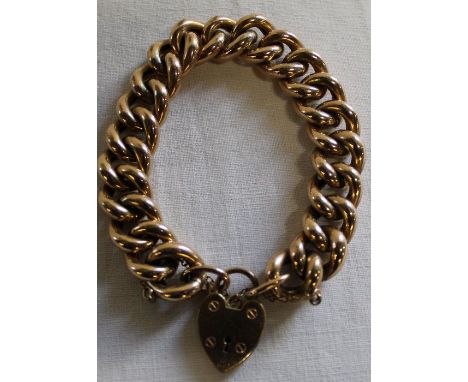 Imitation gold large link curb chain bracelet with padlock clasp