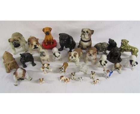 Collection of bulldogs - ceramic, brass and wood&nbsp;