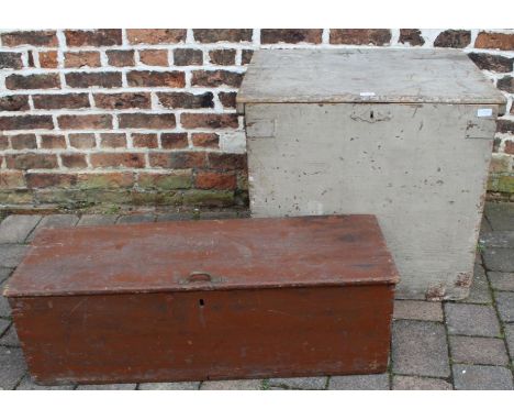 Vintage wooden blanket box H 62.5cm W 70.5cm D 57cm&nbsp; &amp; croquet box&nbsp;