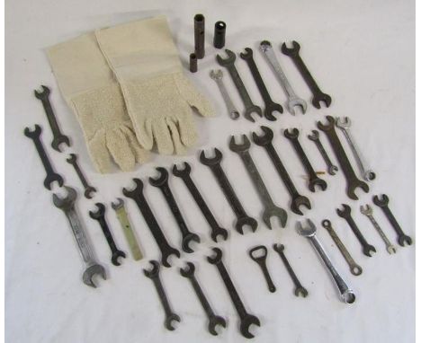 Collection of spanners King Dick, Eagle brand, Austin etc and some log burner gloves&nbsp;