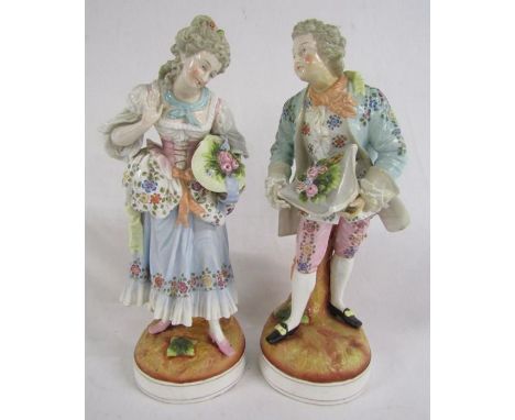 Sitzendorf gardener and his wife porcelain figurines pair approx. 40cm tall