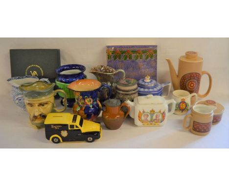 Various ceramic items including Rington's teapots, Coronation ware, Victorian &amp; Albert &amp; Wedgwood Christmas plates