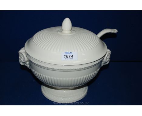 A Masons 'Ivory' pattern Ladle and a Wedgwood, USA design Soup Tureen with ram's head handle.