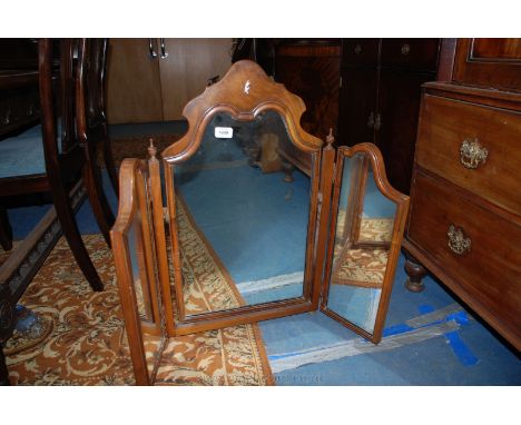 A walnut framed triple Dressing Mirror.