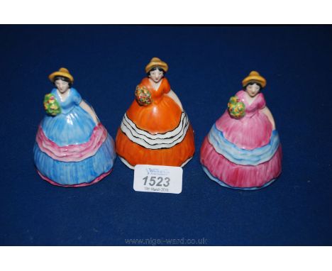 Three Carltonware Napkin holders in the form of Crinoline Ladies.