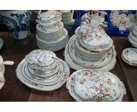 A good quantity of Indian Tree pattern Dinnerware by Burgess and Leigh including graduated platters, dinner, side and tea pla