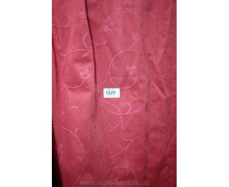 Two pairs of Terracotta brocade Curtains, one pair 68'' drop x 107'' wide, the other pair 93'' drop x 107'' wide.