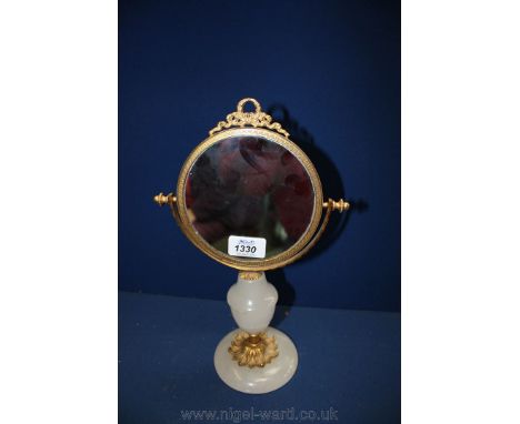 A shaving Mirror with alabaster stand.