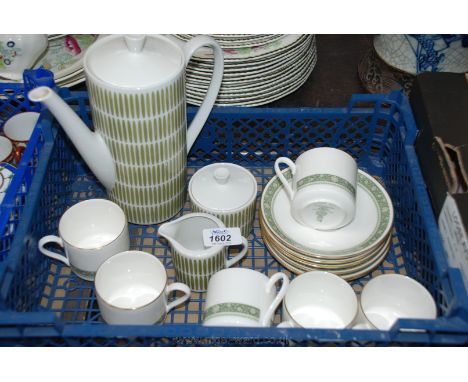 A Royal Doulton 'Rondelay' pattern Coffee set of six coffee cans and saucers together with a German green/white strip Coffee 