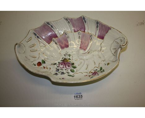 A rare and early Vienna porcelain shaped Dish, impressed Bildenschild without date letters, 1744-49, moulded in a baroque she