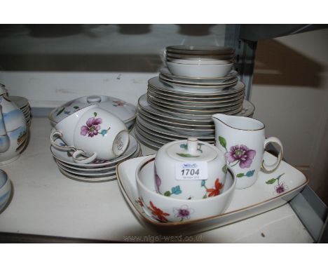 A Royal Worcester 'Astley' pattern part Dinner and Teaset including eight dinner, six dessert and three side plates, lidded v