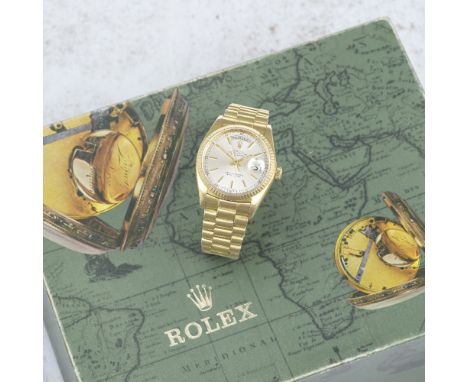 Rolex. A fine 18K gold automatic calendar bracelet watchModel: Day-DateReference: 18038Date: Circa 1979Movement: 27-jewel Cal