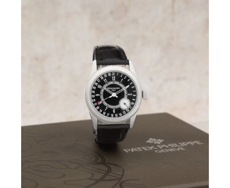 Patek Philippe. A fine 18K white gold calendar wristwatchModel: CalatravaReference: 6000GDate: Circa 2013Movement: 27-jewel C