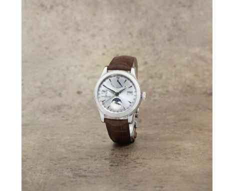 Jaeger-LeCoultre. A stainless steel automatic triple calendar wristwatch with moon phase and power reserveModel: Master Contr