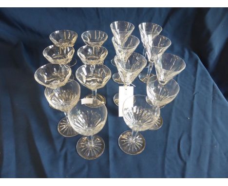 Waterford Crystal - Sheila pattern - six wine glasses and six champagne saucers + a set of four similar wine glasses (16), 