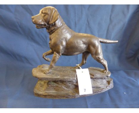 A cold cast bronze labrador sculpture, signed P. McLaughlan 96.