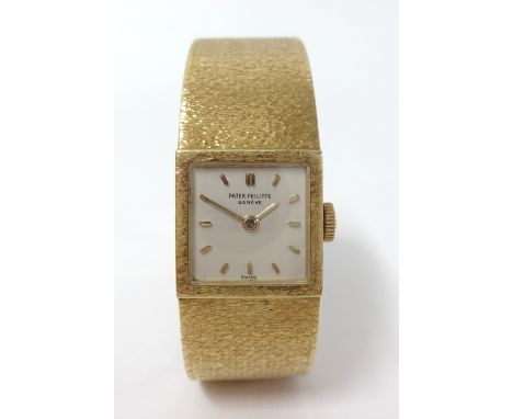 Patek Philippe, a ladies 18ct gold wristwatch with original box and outer box.