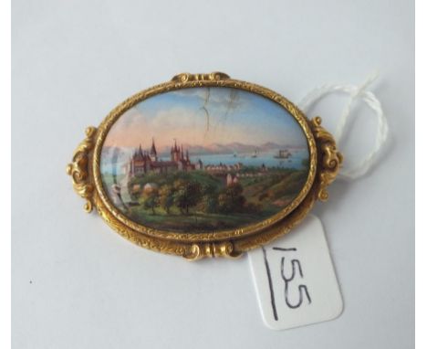 A painted gold &amp; enamel brooch