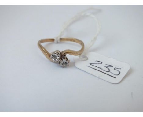 A diamond ring  (slight misshape) 9ct - size M - 2.1gms