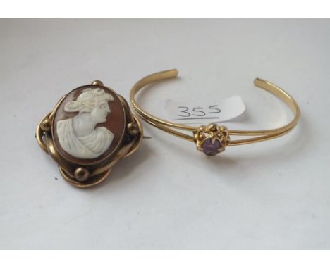 A rolled gold cameo &amp; bangle 