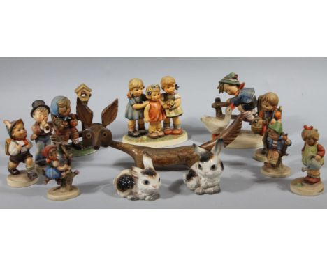Various Goebel Hummel figures, to include School Boy 14cm high, figure group Barnyard Hero, Roen Tulpn Neklen...Bashful Seren