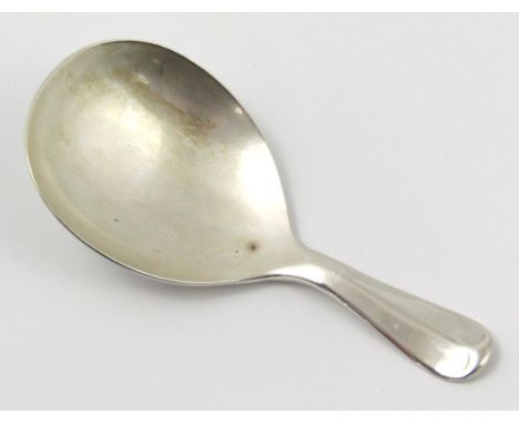 A George V silver rattail caddy spoon, by Thomas Bradbury & Sons, with foreshortened handle, Old English pattern with plain b