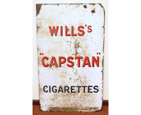 An early 20thC Will's Capstan cigarettes enamel advertising sign, of large proportion, the rectangular outline with red and b