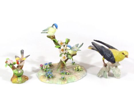 A Crown Staffordshire J T Jones bone china figure group Tom Tit, polychrome decorated, printed marks beneath, 20cm high, anot
