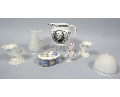 Various china, etc., to include a Wedgwood two hundred year commemorative Josiah Wedgwood jug, transfer printed with beak spo