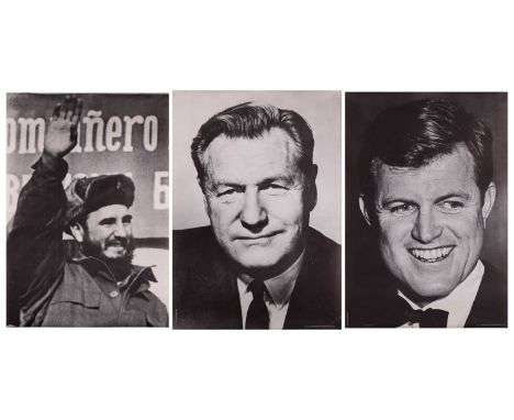 Three original black and white photographic portrait posters: Edward Kennedy, 1968 Personality Posters, 107 cm x 75 cm, Nelso