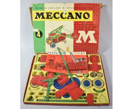 A Vintage Meccano Set No.4, with Instruction Manual, Box AF 