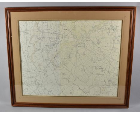 A Framed Ordnance Survey Map, Bickerton Hill Cheshire, Scale 1:1250, 60x47cm 