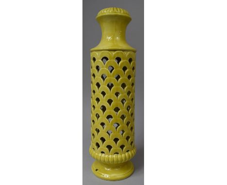 A Large Yellow Glazed Italian Ceramic Table Lamp Base, 48cm high 