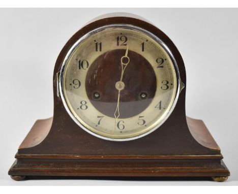 A Mid 20th Century German Mantle Clock with 8 Day Movement by HAC, Wurtemburg, 30cm wide 
