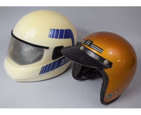 Two Vintage Scooter Or Motorcycle Helmets 