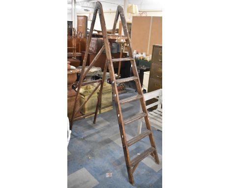 A Vintage Six Step Wooden Step Ladder 