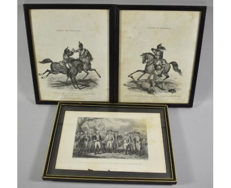 A Pair of Early 19th Century Thomas Kelly Engravings, "The Battle of Waterloo", Each 24.5 x 19cm Together with a Small Framed