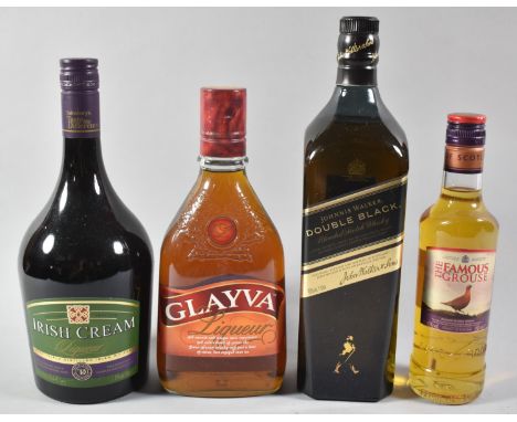A 1lt Bottle of Johnnie Walker Double Black Scotch Whisky, a 35cl Bottle Famous Grouse Whisky, a Bottle of Glayva Liqueur and