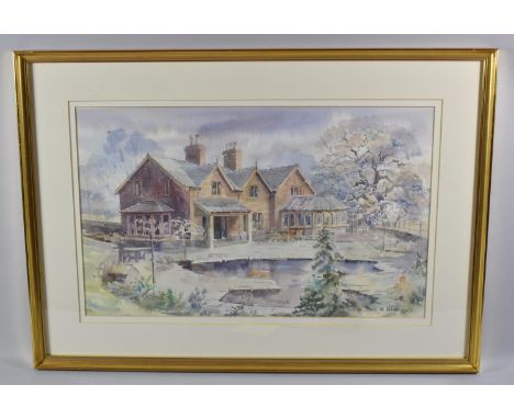 A Framed Watercolour Depicting House and Garden, Signed Sheila M Webster 1992, 52x32cm 