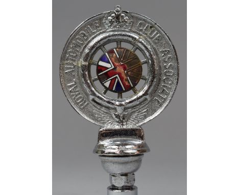 A Chromed Royal Automobile Club Association Badge, Enamel Centre AF, 12.5cm high 