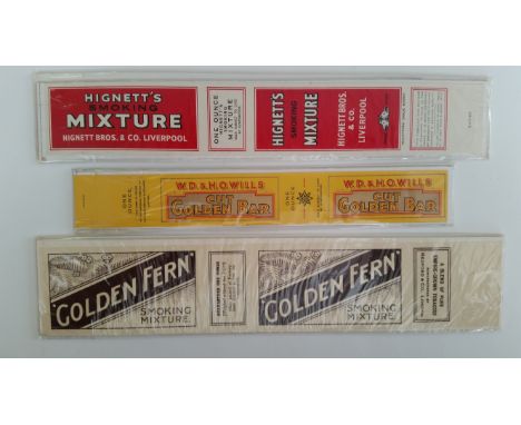 CIGARETTE PACKETS, selection of unused tobacco packet labels, inc. Bell Three Nuns, Adkin Nut Brown, Redford Golden Fern, Hig