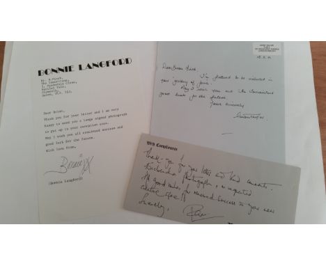 AUTOGRAPHS, selection of signed letters, compliment slips etc., inc. Bernard Bresslaw, Gwen Taylor, Bonnie Langford (first na