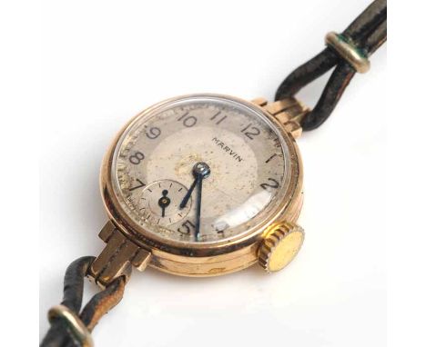 LADY'S EARLY TWENTIETH CENTURY NINE CARAT GOLD MARVIN COCKTAIL WATCH
manual wind movement, the signed silvered dial with Arab