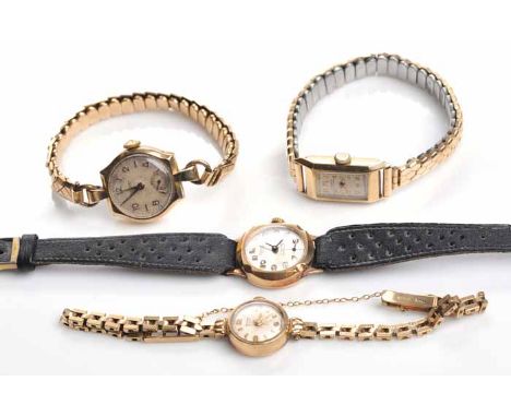 GROUP OF FOUR LADY'S NINE CARAT GOLD COCKTAIL WATCHES
comrising of an early twentieth centruy Record fitted with a nine carat