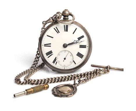 GENTLEMAN'S STERLING SILVER OPEN FACE FUSEE POCKET WATCH
the unsigned key wind chain driven fusee movement numbered 14980, th