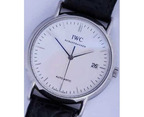 GENTLEMAN'S STAINLESS STEEL IWC SCHAFFHAUSEN PORTOFINO AUTOMATIC WRISTWATCH
signed twenty one jewels automatic movement numbe
