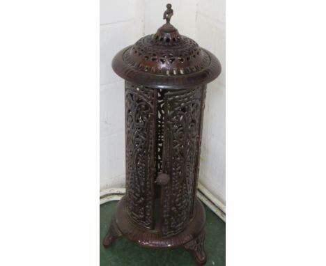 Victorian enamel stove (height 90cm), internal heating fittings absent