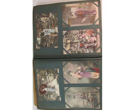 An album of about two hundred and twenty five (225) Far Eastern postcards, first quarter 20th century, printed, some with col