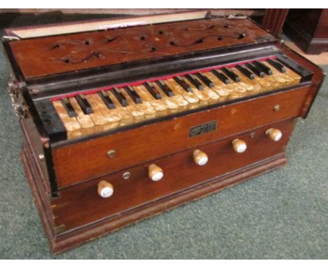 Haribhau Vishwanath three and a quarter octave Harmonium with five extra drone reeds